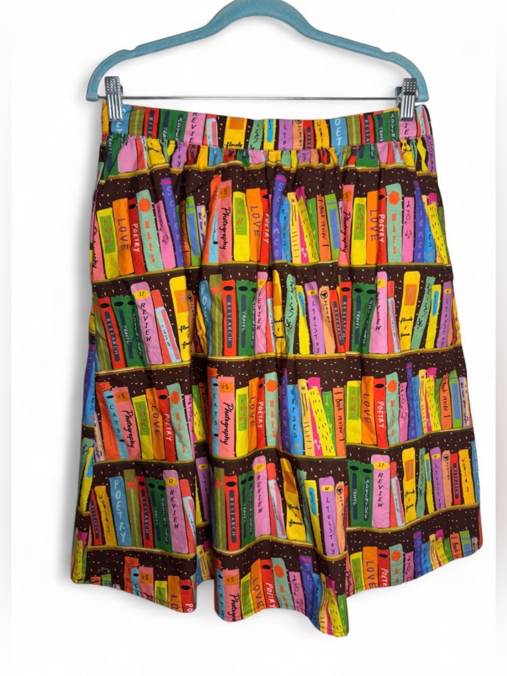 ModCloth Literary Flirt Book Library Skirt Midi Novelty Bookshelf Whimsy Booktok - Picture 13 of 13